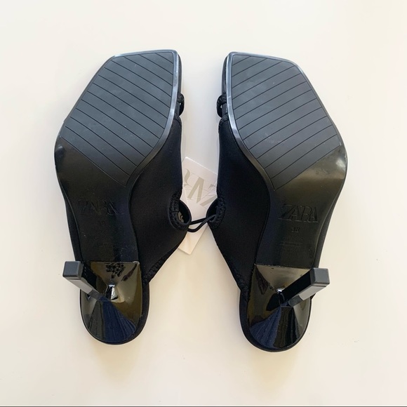 🌸New🌸 Zara Heeled Neoprene Sandal Shoes Size 7.5 Black NWT - Picture 7 of 9